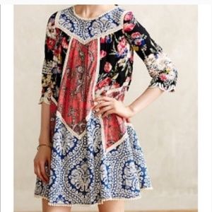 Anthropologie Patchwork Dress Vanessa Virginia SZ8